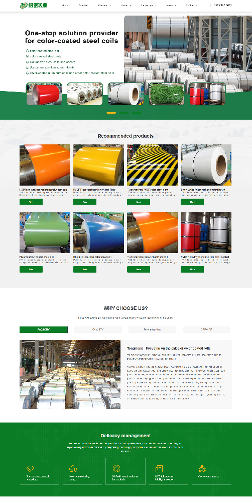 上海桐蒙實業有限公司彩涂卷英文營銷型網站建設制作開發案例